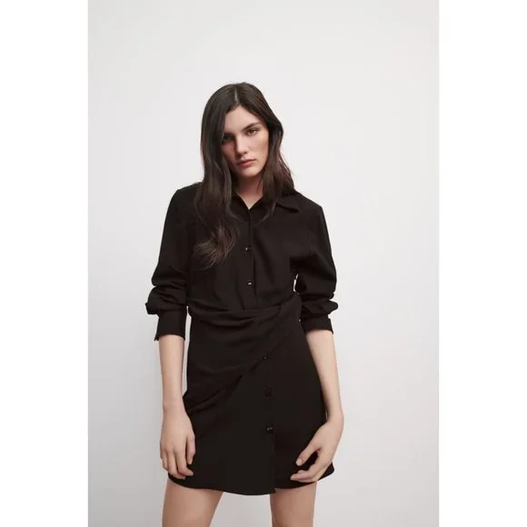 zara draped shirt dress ZARA DRAPED SHIRT DRESS NWT